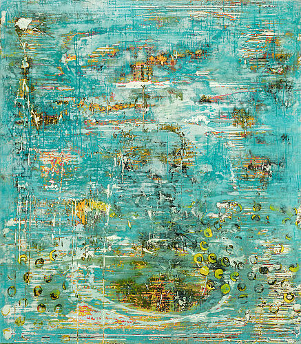Painting by Simon James Earth water air 170cm x 150cm 2022